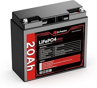 DR.PREPARE 12V 20Ah LiFePO4 Lithium Battery with Grade A+ Cells, 4000+ Deep Cycle Lithium Iron Phosphate Rechargeable Battery with 20A BMS for Fish Finder, Solar, Lighting, Alarm System