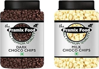 Pramix Dark Chocolate Chips & White Chocolate Chips | Choco Chipps | Dark and White Choco Chips | Mix Chocolate Chips Combo Pack- 250gm