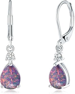 Leverback Opal Dangle Drop Earrings For Women Girls 14K Gold Plated Teardrop Earrings