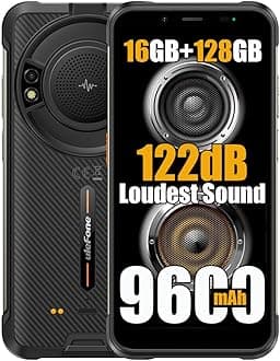 Ulefone Power Armor 16S Rugged Phone,16GB+128GB+2TB Expansion,9600mAh Battery Rugged Smartphone,50MP Camera,122dB Loudest Speaker,5.93" HD+,Android 13,Glare Flashlight,Dual 4G LTE,NFC,OTG, Black