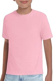 Haloumoning Boys T-Shirts Kids Short Sleeve Crewneck Solid Basic Tees Casual Tops 5-14 Years