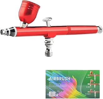 HUBEST Dual-Action Airbrush Kit 0.3mm Gravity Feed Air Brush Paint Spray Gun with 7cc Cup for Art Painting, Model Hobbies, Nail Art, Makeup, Tattoo, Shoes & Crafts