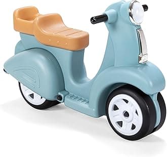 "Step2 Ride Along Scooter � Aqua � Ride On Toy with Vintage-Style Design, Foot-to-Floor Toddler Scooter with Four Wheels for Extra Stability"