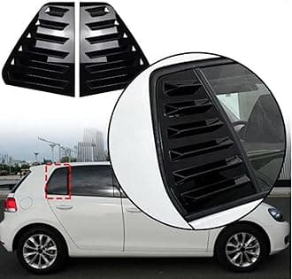 Heart Horse 2pcs for V-W Volk/swagen Golf6 MK6 2008-2012 Accessories Sporty Car Auto Exterior Rear Side Window Louvers Air Vent Scoop Shades Cover Trim Blinds -Glossy Black