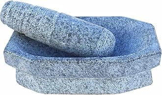 Subaa Kalvam Stone Mortar Pestle for Kitchen (8 inch), Grinder for Kitchen, Silbatta for Chutney, Ginger Garlic Crusher, Spice Grinding Khalbatta Stone - Grey
