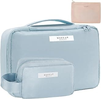Queboom Travel Makeup Bag Cosmetic Bag Makeup Bag Toiletry bag for women and men, Blue-3pcs, Fashion