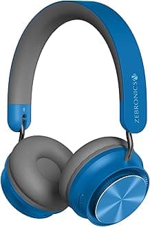 ZEBRONICS Zeb-Bang PRO Bluetooth v5.0 On Ear Headphone, 30H Backup, Foldable Design, Call Function, Voice Assistant Feature, Built-in Rechargeable Battery, Type C Charging, 40mm Driver and AUX. (Blue)