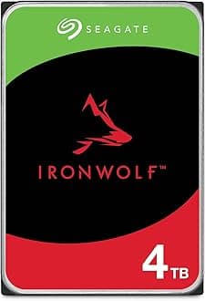 Seagate IronWolf 4TB, NAS, Internal Hard Drive, CMR, 3.5 Inch, SATA, 6GB/s, 5.400 RPM, 256MB Cache, for RAID Network Attached Storage, Data Rescue Services (ST4000VNZ06)