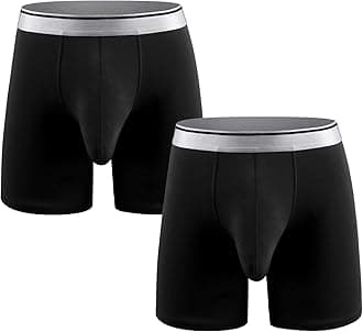 Men's Underwear Cotton Boxer Briefs Long Leg Boxer Brief Shorts No Ride Up Boxers with Separate Pouch