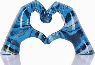 Colourful hand heart decoration, heart hand statue, love finger sculpture wedding decoration, suitable for bookshelf coffee table office bedroom TV cabinet bookshelf small ornaments home decoration.