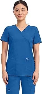 Cherokee Scrubs Top for Women Mock Wrap with 3 Pockets, Soft, 2-Way Stretch & Durable Fabric - WW610