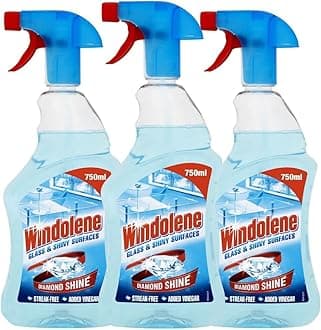 Windolene Glass & Shiny Surfaces Diamond Shine, Pack 3 x 750ml, Streak-Free Cleaning for Windows, Window cleaner & Glass cleaner