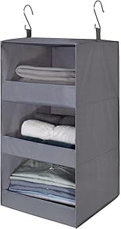 GRANNY SAYS 3-Shelf Hanging Closet Organizer, Collapsible Closet Hanging Shelves, Nursery Hanging Organizer, Gray, 23.6" H X 12.2" W X 12.2" D
