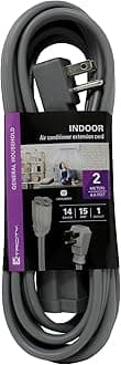 Xtricity 6 FT Heavy Duty Air Conditioner and Appliance Extension Cord, 14 Gauge, 15 Amp, ETL Listed, Grey