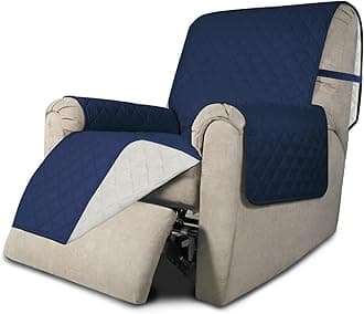 Easy-Going Recliner Chair Slipcover Reversible Sofa Cover Water Resistant Couch Cover Furniture Protector with Elastic Straps for Pets Dog (Recliner 22 inch, Navy/Ivory)