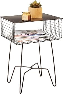 mDesignAccent Table — Living Room Coffee Table with Hairpin Legs and Storage Shelf — Rustic Side Table for The Home — Bronze