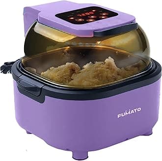 FUMATO 1100W Digital Air Fryer for Home- 6.8L | See Through Window, 5 Presets (Fry, Grill, Roast, Steam & Bake), Rapid Air Technology, Non-Stick Basket, 90% Less Fat, 1 Year Warranty- Purple Haze