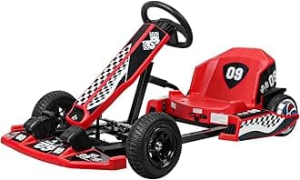 Go Kart, 36V Electric Ride On Go-Kart with Length Adjustable Frame and 350W Motor for Ages 8-12, 187 LBS, Max Speed 16 MPH, 3 Speed Crazy Drifting Cart for Racing and Immersive Gaming Red