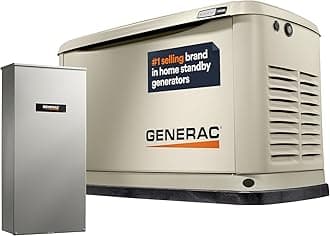 Generac Guardian 14kW Home Standby Generator with 100 Amp Transfer Switch - Automatic Whole House Backup Power for Storms, Emergencies, and Outages, WiFi Enabled, Runs on Natural Gas or Liquid Propane