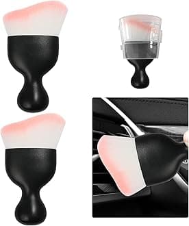 Ziciner 2 PCS Car Detailing Brush, Curved Soft Bristles Auto Removal Dust Collectors, Universal Vehicle Dashboard, Air Conditioner Vents etc Interior Cleaning Tool Accessory (White/Pink)