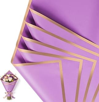 NESCCI 20 Sheet Flower Wrapping Paper - Waterproof Floral Bouquet Wrapping Paper, Florist Supplies Packaging Paper for Wedding Birthday Gift DIY (Light purple)