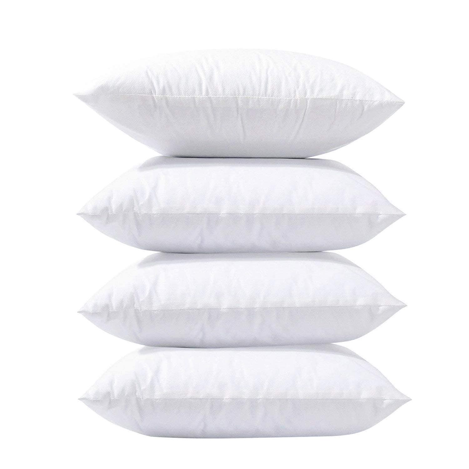 PHANTOSCOPE 4 Packs Polyester Throw Pillow Insert Sham Square Form Sofa Bed Cushion Cover White 18 x 18 inch for Home Decor