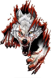 3D Personalized Car Stickers Decal Blood Wolf Reflective Stickers Decoration ...