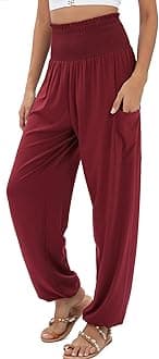 QIANXIZHANWomen's Harem Pants, High Waist Yoga Boho Trousers with Pockets