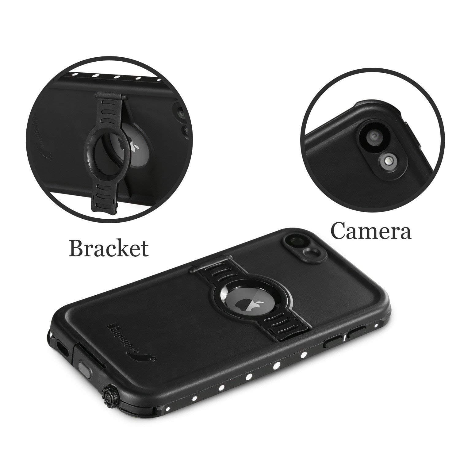 iPod 6/7 Waterproof Case, Waterproof Case for Apple iPod Touch 6th&7th Latest Model Generation for Boys Girls Kids, Better Shockproof Sweatproof, Kickstand for Viewing Hands Free (Black)