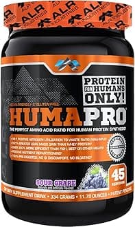 ALR Industries Humapro | Amino Acids Protein Matrix for Humans | 99% Utilization for Lean Muscle | Vegan, Gluten Free | 334g / 45 Servings (Sour Grape)