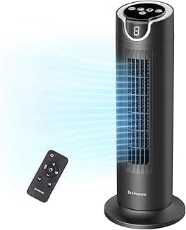 – Tower Fan for Bedroom, 25 dB Quiet DC Bladeless Fan with Remote, 8 Speeds, 1-8H Timer, 80° Oscillating Fans for Indoors, 16 Inch Portable Desk Table Fan for Room, Home, Office