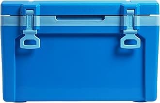 Adventure Outdoor Cooler 50 qt | Heavy Duty Outdoor Camping Cooler with Easy Carry Side Handles | 6 Days Cooling Ice Chest for 82 Cans | Flat Top Doubles as Seat | BPA-Free | Azure