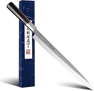 Sushi Knife 10.6 inch(270mm), Yanagiba Knife with 7Cr17MoV High Carbon Stainless Steel Blade, Octagonal Ebony Handle