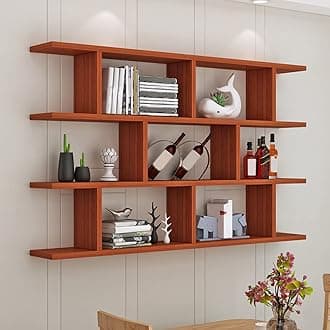 LITFAD 3-Shelf Modern Wood Bookcase Floating Shelf for Wall Storage Wall Mounted Book Shelf for Living Room Study Room Office - Brown 39.4" L x 7.9" W x 37.9" H