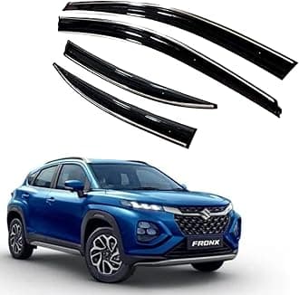 Premium Chromeline & Silverline Unbreakable Car Rear Window Wind Deflectors & Side Door Visor Rain Guard Compatible with (Maruti Suzuki Fronx (2023 Onwards))