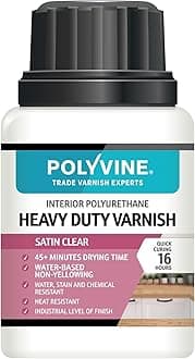 Heavy Duty Interior Varnish Satin or Dead Flat Finishes – Quick Dry Varnish – Polyurethane, Water-Based, Water Resistant Coating for Indoor Woodwork, Painted Surfaces & More, Satin 100ml