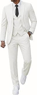 Men’s 3 Piece Suit Blazer, Slim Fit Tux with One Button, Jacket Vest Pants & Tie Set for Party, Wedding and Business