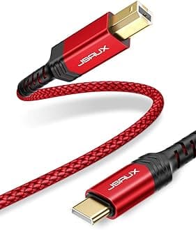 JSAUX USB B to USB C Cable 10ft, USB C Printer Cable Compatible with MacBook Pro, HP, Epson, Canon, Brother, Lexmark, Xerox Printers and Scanner-Red