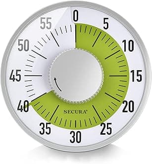 Secura 60-Minute Visual Timer 6-Inch Mechanical Countdown Timers for Teaching, Meeting, Cooking, Working - Timer for Kids with Magnetic Backing, Foldable Legs, Hanging Hole (Green)