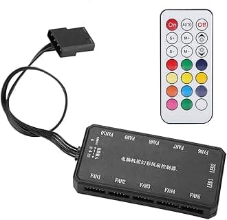 Tangxi Computer Fan Speed Controller LED Colorful Rainbow RGB PC Computer Cooler Fan Controller with 15m RF Wireless Remote Control