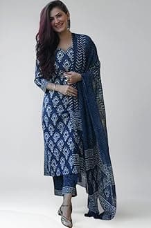 KLOSIA Women's Viscose Printed Kurta Set with Dupatta