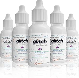 Glitch UltraSight Eye Drops for Dry Eyes 15mL - 4 in 1 Advanced Relief Dry Eye Drops - All Day Comfort with Hydration, Brightening, Cooling - Effectively Soothes Irritation & Dryness (5)