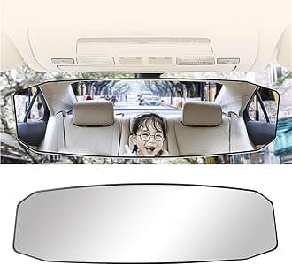 Ettonsun 11.8 Inch Panoramic Rear View Mirror HD Rearview Mirror Car Interior Clip-On Wide Angle Rear View Mirror Universal Extended Blind Spot Rear View Mirror for Cars,CRV,SUV,Trucks (Convex Clear)