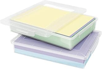 Lifewit 2 Pack Paper Organizer Storage, 32 x 23 cm/12x9 Multi-Purpose Plastic File Box with Latching Lids, Containers for A4, 8.5" x 11" Letter, Scrapbook, Document, Magazine, Art Supplies, Clear