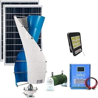 3KW Wind Turbine Generator Kit 12V 24v 48v 96v 120v Free Energy Windmill Vertical Axis Wind Turbine Generator + Intelligent Controller + 2*100W Solar Panel Home Three Phase Generator Maglev(24V)