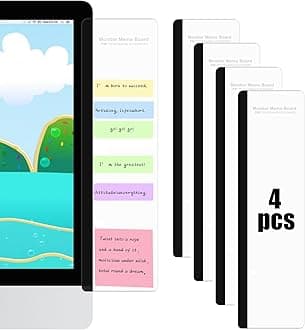 Office Desk Accessories 4pcs Multifunction Computer Monitor Memo Board - Transparent Computer Side Panel Memo Creative Monitor Side Panel Suitable for Office Home Desktop