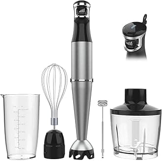 Immersion Blender Handheld Corded Hand Blenders Set 1100W, Trigger Variable Speed 5 in 1 Stick Emulsifier with Chopper, Whisk and Frother for Soup, Baby Food and Smoothies,Black