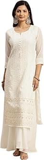 RATAN Women's Georgette Anarkali Lucknowi Chikankari Ethnic Wear Kurta