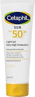 Sun SPF 50+ Gel, Sunscreen Face & Body for Men & Women, Oily and Very Sensitive Skin, Very Water Resistant, Unscented,100ml - UAE Pack