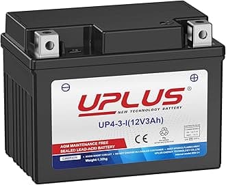 UPLUS Motorcycle Battery UP4-3-I Agm Battery, 12V 3Ah SLA Batteries Maintenance Free Scooter ATV replace for-TX4L-BS | Confirm size before order 113L x 70W x 85H(mm)